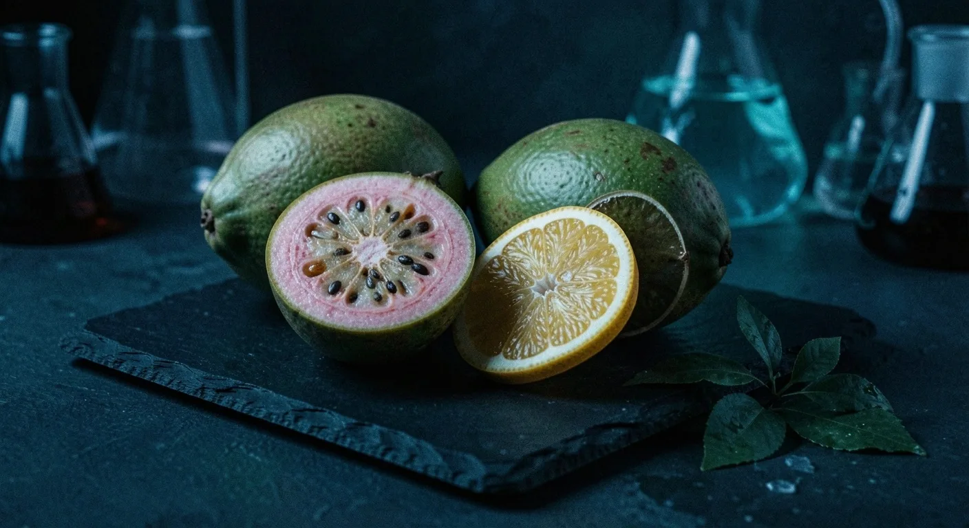 Antioxidant-rich fruits on dark surface