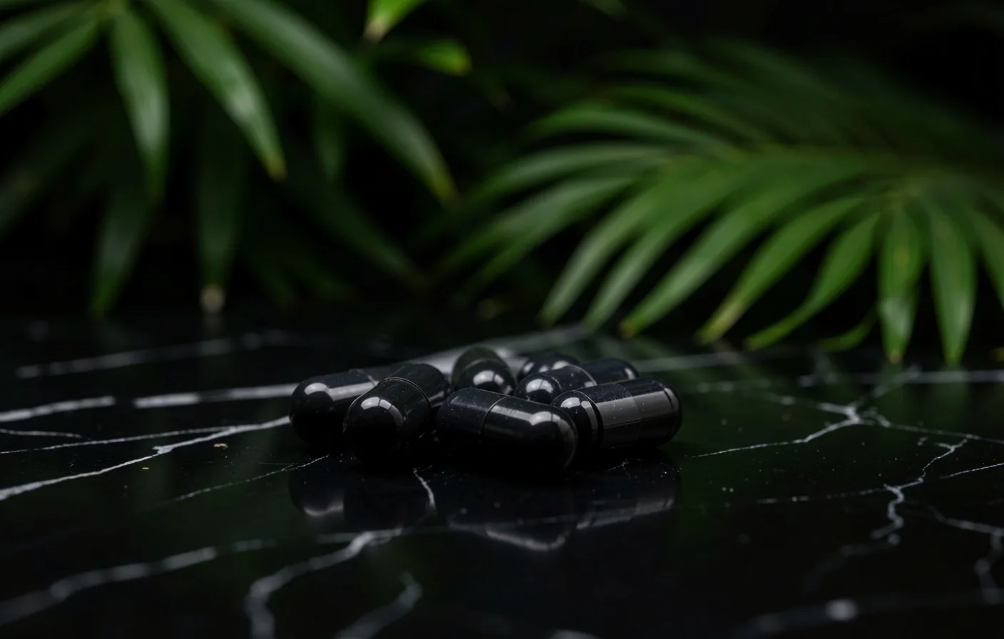 Natural supplement capsules in macro detail